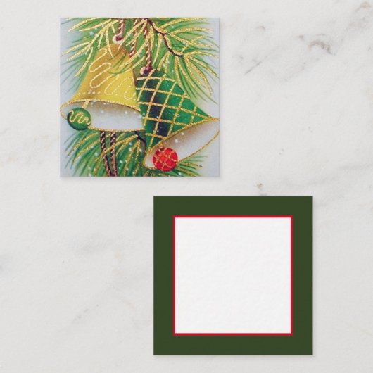 レトロのヴィンテージのクリスマス鐘 スクエア名刺 (正面/裏面)