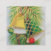 レトロのヴィンテージのクリスマス鐘 スクエア名刺 (正面)