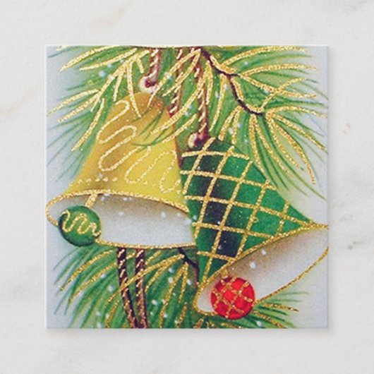 レトロのヴィンテージのクリスマス鐘 スクエア名刺 (正面)