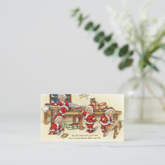 レトロのヴィンテージのクリスマスNimblesはメッセージカードを加えます 名刺 (スタンド正面)