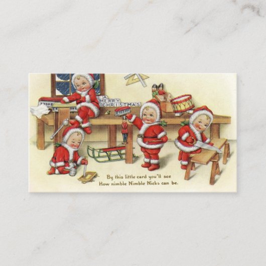 レトロのヴィンテージのクリスマスNimblesはメッセージカードを加えます 名刺 (正面)