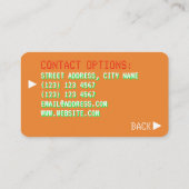 レトロのヴィンテージのスタイルのビデオゲームの図解入りの、写真付きのなオレンジ 名刺 (裏面)