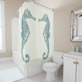レトロのヴィンテージのタツノオトシゴ シャワーカーテン (インサイチュ)