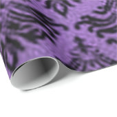 レトロのヴィンテージのダマスク織のブロケードの紫色の黒 ラッピングペーパー (ロールコーナー)