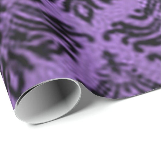 レトロのヴィンテージのダマスク織のブロケードの紫色の黒 ラッピングペーパー (ロールコーナー)