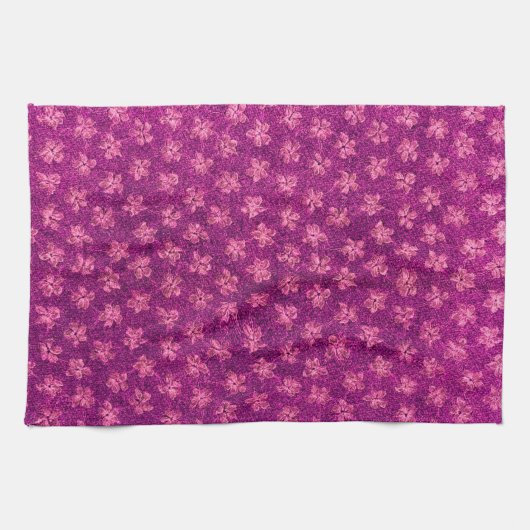 レトロのヴィンテージのバイオレットのマゼンタのピンクの台所タオル キッチンタオル (横)