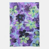 レトロのヴィンテージのバイオレットの緑の紫色の台所タオル キッチンタオル (縦)