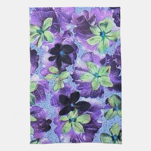 レトロのヴィンテージのバイオレットの緑の紫色の台所タオル キッチンタオル (縦)
