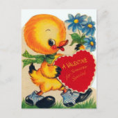 レトロのヴィンテージのバレンタインのアヒルの休日の郵便はがき シーズンポストカード (正面)