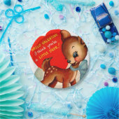 レトロのヴィンテージのバレンタインのシカのパーティー ペーパープレート (パーティー)