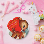 レトロのヴィンテージのバレンタインのシカのパーティー ペーパープレート (パーティー)