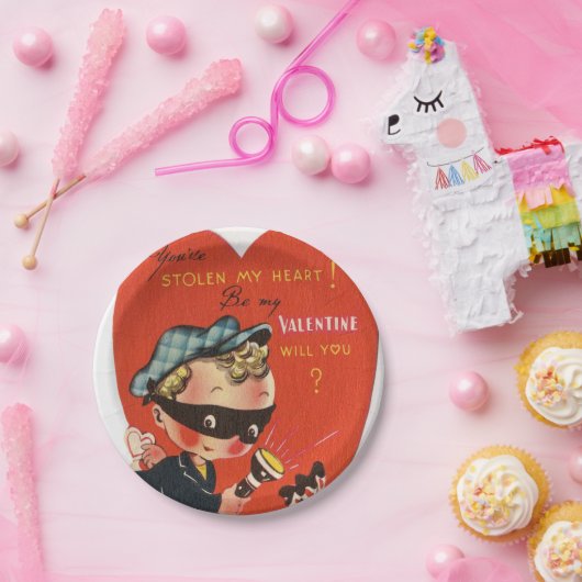 レトロのヴィンテージのバレンタインの休日の盗人のパーティー ペーパープレート (パーティー)