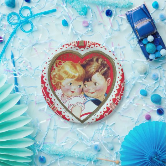 レトロのヴィンテージのバレンタインの子供によっては紙皿がパーティを楽しみます ペーパープレート (パーティー)