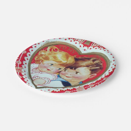 レトロのヴィンテージのバレンタインの子供によっては紙皿がパーティを楽しみます ペーパープレート (アングル)