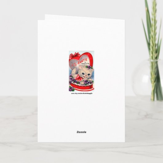 レトロのヴィンテージのバレンタイン猫の叔母さんカード シーズンカード (裏面)