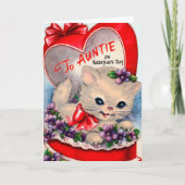 レトロのヴィンテージのバレンタイン猫の叔母さんカード シーズンカード (正面)
