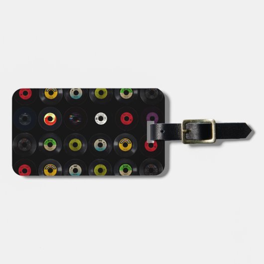 レトロのヴィンテージのビニール45の記録 ラゲッジタグ (正面横)