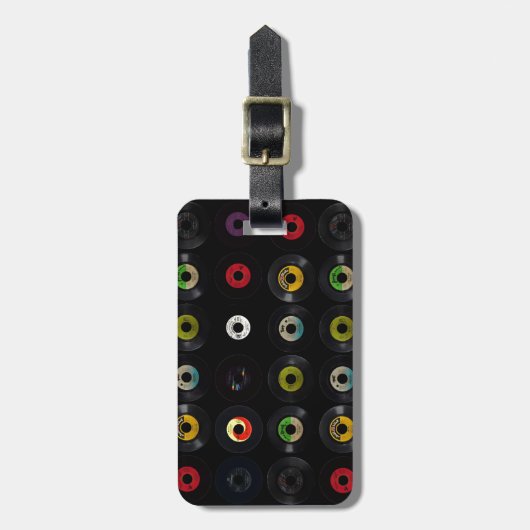 レトロのヴィンテージのビニール45の記録 ラゲッジタグ (正面縦)