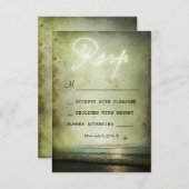 レトロのヴィンテージのビーチ結婚式RSVPカード 出欠カード (正面/裏面)