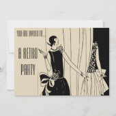 レトロのヴィンテージのフラッパーのとどろく二十代のパーティー 招待状 (正面)
