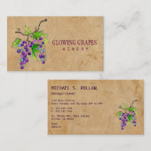 レトロのヴィンテージのブドウ園の収穫のブドウのワイナリー 名刺 (正面/裏面)
