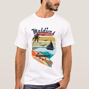 レトロのヴィンテージのモルディブのギフトの夏期休暇 Tシャツ