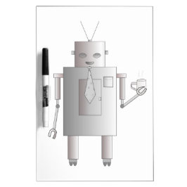 レトロのヴィンテージのロボット飲むコーヒーイラストレーション ホワイトボード