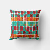 レトロのヴィンテージの世紀半ばパターン赤く真新しい煉瓦 クッション (裏面)