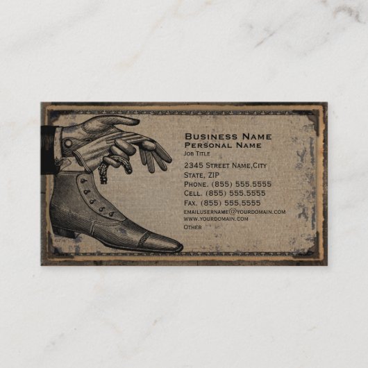 レトロのヴィンテージの人のファッションの靴の名刺 名刺 (正面)
