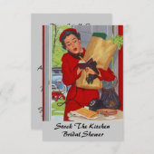 レトロのヴィンテージの台所ブライダルシャワー招待状 招待状 (正面/裏面)