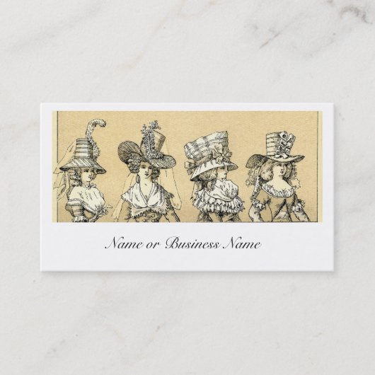レトロのヴィンテージの女性のスタイリッシュなファッションの服装の帽子 名刺 (正面)