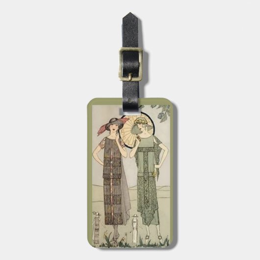 レトロのヴィンテージの女性フラッパーのファッションの荷物のラベル ラゲッジタグ (正面縦)