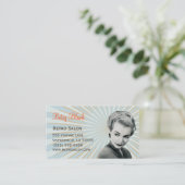 レトロのヴィンテージの日が差すことの美容師の名刺 名刺 (スタンド正面)