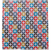 レトロのヴィンテージの星パターン シャワーカーテン (正面)