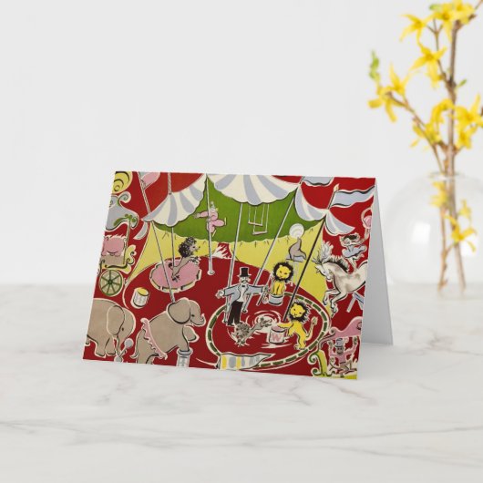 レトロのヴィンテージの生地のサーカスのテーマの空白のなカード カード (黄色い花)