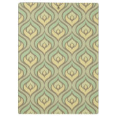 レトロのヴィンテージの緑および黄色パターン クリップボード (裏面)