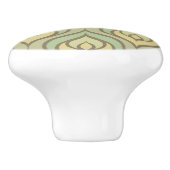 レトロのヴィンテージの緑および黄色パターン セラミックノブ (側面)