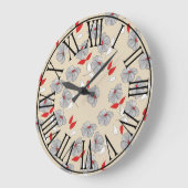 レトロのヴィンテージの花のローマ数字 ラージ壁時計 (傾斜)