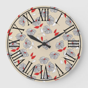 レトロのヴィンテージの花のローマ数字 ラージ壁時計