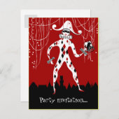 レトロのヴィンテージの道化師のピエロの紙吹雪のパーティー インビテーションポストカード (正面/裏面)