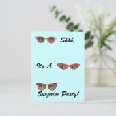 レトロのヴィンテージの郵便はがきのびっくりパーティの慎重なおもしろい インビテーションポストカード (スタンド正面)