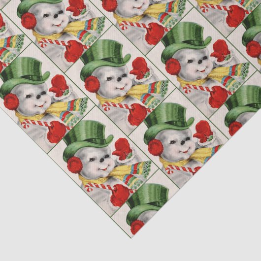 レトロのヴィンテージの雪だるまのクリスマスの休日のティッシュ 薄葉紙 (詳細)