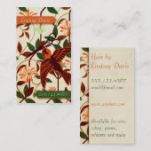 レトロのヴィンテージの鳥の花の美容師のはさみ 名刺 (正面/裏面)