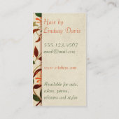 レトロのヴィンテージの鳥の花の美容師のはさみ 名刺 (裏面)