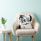 レトロのヴィンテージの黒い及びホワイトクリスマスサンタクロース クッション (椅子)