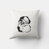 レトロのヴィンテージの黒い及びホワイトクリスマスサンタクロース クッション (裏面)