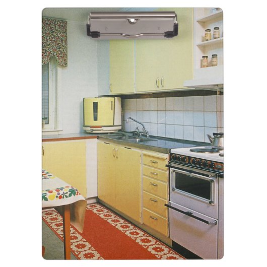 レトロのヴィンテージの50年代の台所場面クリップボード クリップボード (正面)