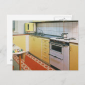 レトロのヴィンテージの50年代の台所場面郵便はがき ポストカード (正面/裏面)
