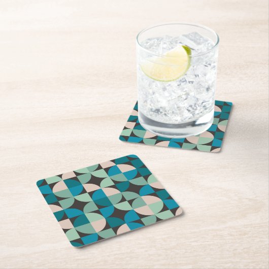 レトロのヴィンテージの60年代パターン スクエアペーパーコースター (インサイチュ)