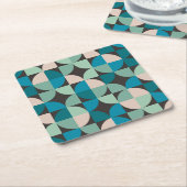レトロのヴィンテージの60年代パターン スクエアペーパーコースター (アングル)